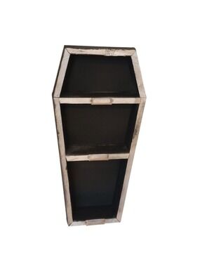 Decorative Black Cedar Coffin Shelf with Silver Trim and Nameplates